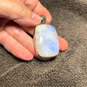 Rainbow moonstone sterling silver pendant